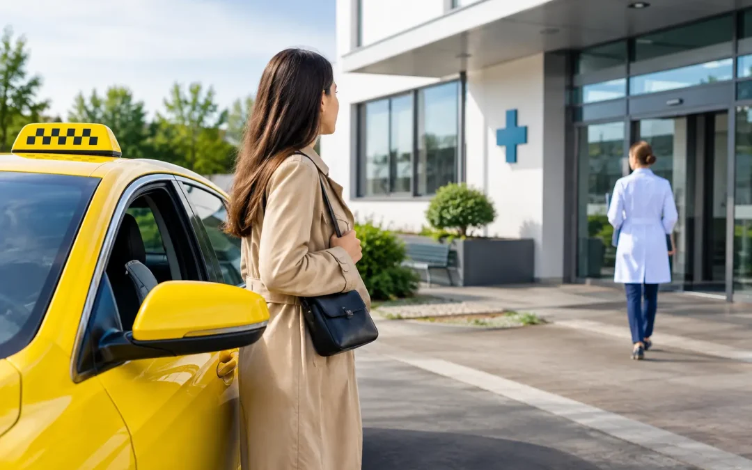 Várakozó taxi orvosi vizsgálathoz Monoron
